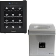 Magic Chef Mini Icemaker and Wine Cooler Bundle for Home Bars and Man Caves