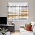 thumbnail image 5 of Brown Gray White Kitchen Curtains Short 54 Inch Length, Vintage Rustic Abstract Mottled Art Grommet Top Bedroom Living Room Curtains, Light Filtering Cafe Curtain Drapes 2 Panels Set 84''x54'', 5 of 9