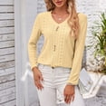 thumbnail image 6 of HLKJKLS Long Sleeve Shirts For Women V Neck Long Sleeve Loose Button Top Polyester Spandex Casual Yellow S-Xxl, 6 of 8