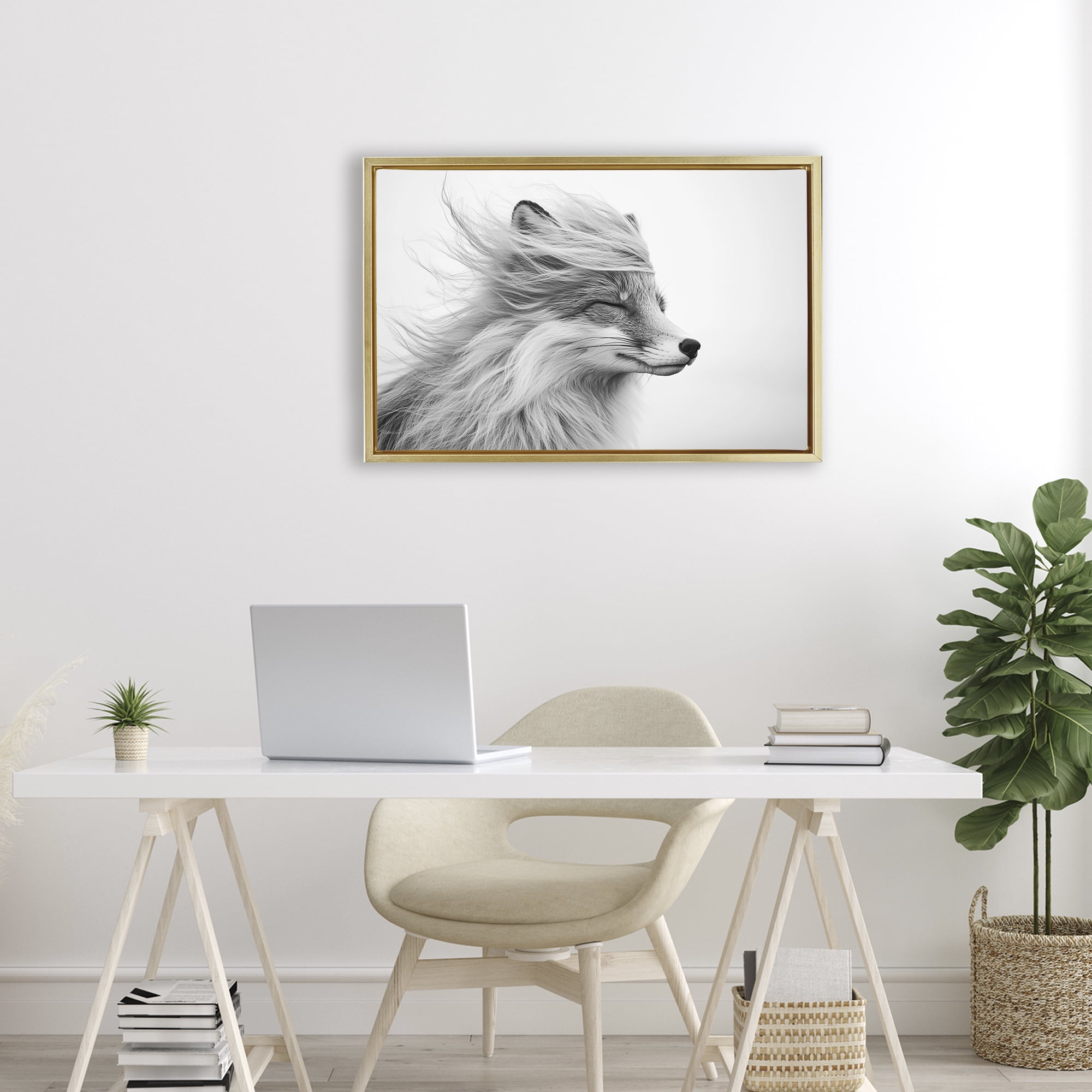 Stupell Industries Easy Breezy Fox Gold Framed Floater Canvas Wall Art, design by Tina LeCour