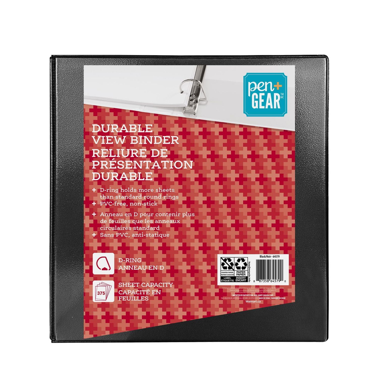 PEN+GEAR DURABLE VIEW 1.5`` BINDER BLACK