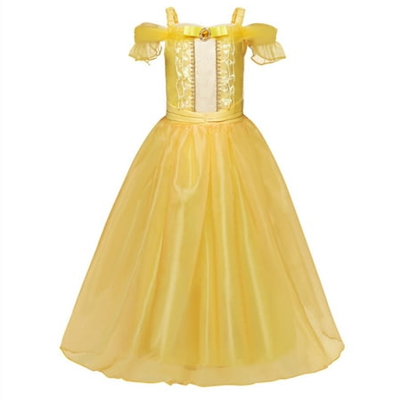 HAWEE Deluxe Princess Belle Dress Up for Girls Christmas Party Fancy Cosplay Beauty and the Beast Costume
