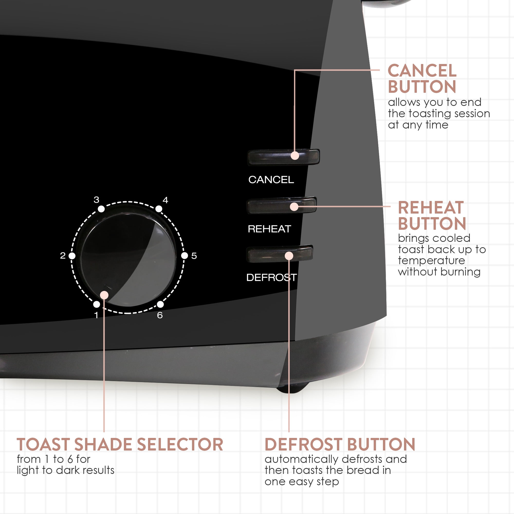 Elite Ect4829b Black 4 Slice Long Slot Cool Touch Toaster, 1 each - Baker's