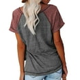 thumbnail image 2 of IWEMEK Women Shirts Color Block Casual Dressy Summer Top for Woman Blouses V-Neck Comfy Loose Raglan Sleeve Tunic Shirt, 2 of 5