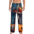 thumbnail image 2 of Lsque Modern Style Pumpkin Witch Print Men's Pajama Pants, Lounge Pant - Comfortable Home Wear,Elastic Waistband, Stylish Design-Large, 2 of 9