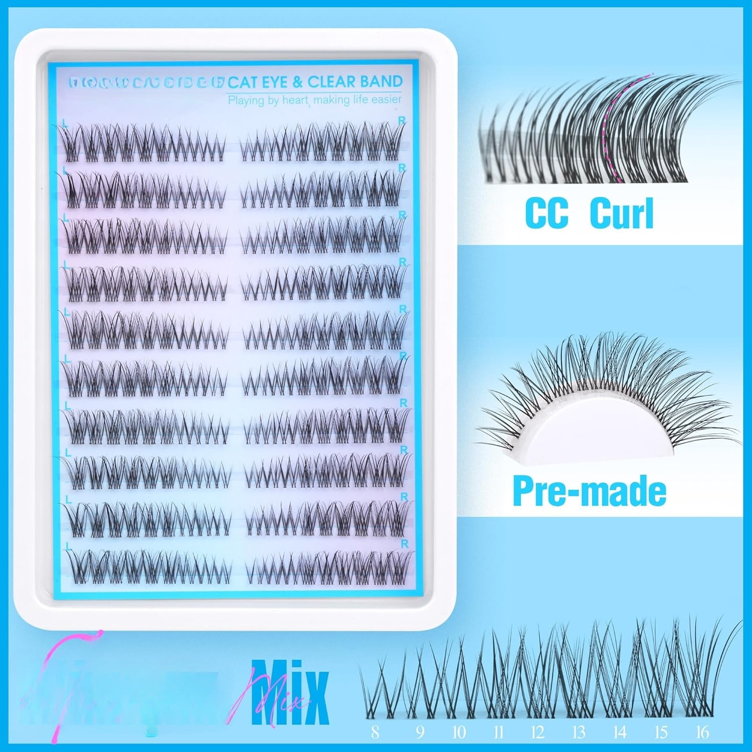 168Pcs  Natural Eyelash Clusters 11-13mm Lash Extension Kit C Curl Eyelash Extension Invisible Eyelashes with Lash Bond and Seal Glue and Tweezers DIY At Home