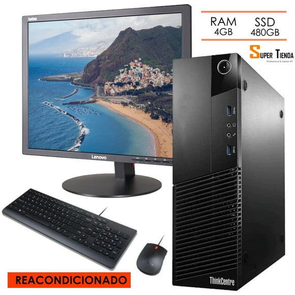 CPU Lenovo SFF M93P Super Tienda RAM 4GB SSD 480GB monitor 19” (Reacondicionado)
