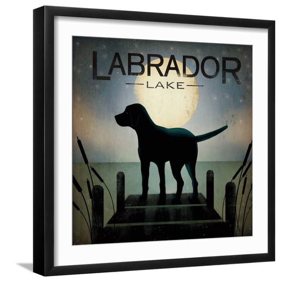 Art.com Moonrise Black Dog Art Print by Ryan Fowler, Black Frame Wall Art, 21" x 21"