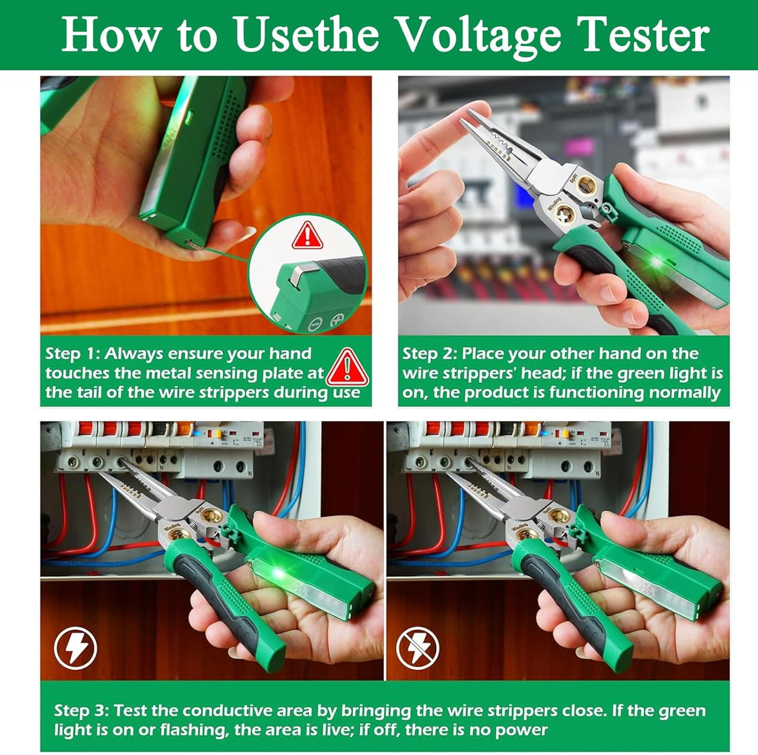 ABCISI 8 in 1 Wire Stripper with Voltage Tester, Multi-function Electric Wire Stripping Tool for Cutting and Pulling Pliers, Electrician Repair Tool
