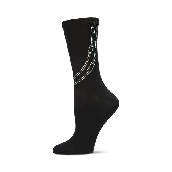 MeMoi Women's Rhinestone Chain Crew Socks - Womens - Female, 9-11, Black