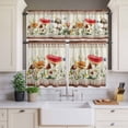 thumbnail image 4 of 3 Piece Kitchen Curtains and Valances Set Red Mushroom Cafe Curtains 36 Inch Length Vintage Pastoral Botanical Retro Art Valance & Tier Curtain for Living Room Bedroom Small Window 54"x18"+27"x36"*2, 4 of 6