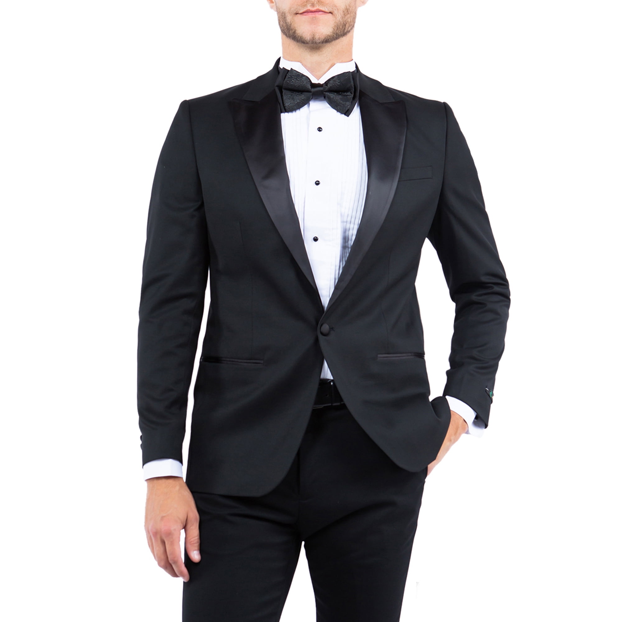 Mens Black Tuxedo, Jacket Slim Fit Peak Lapel