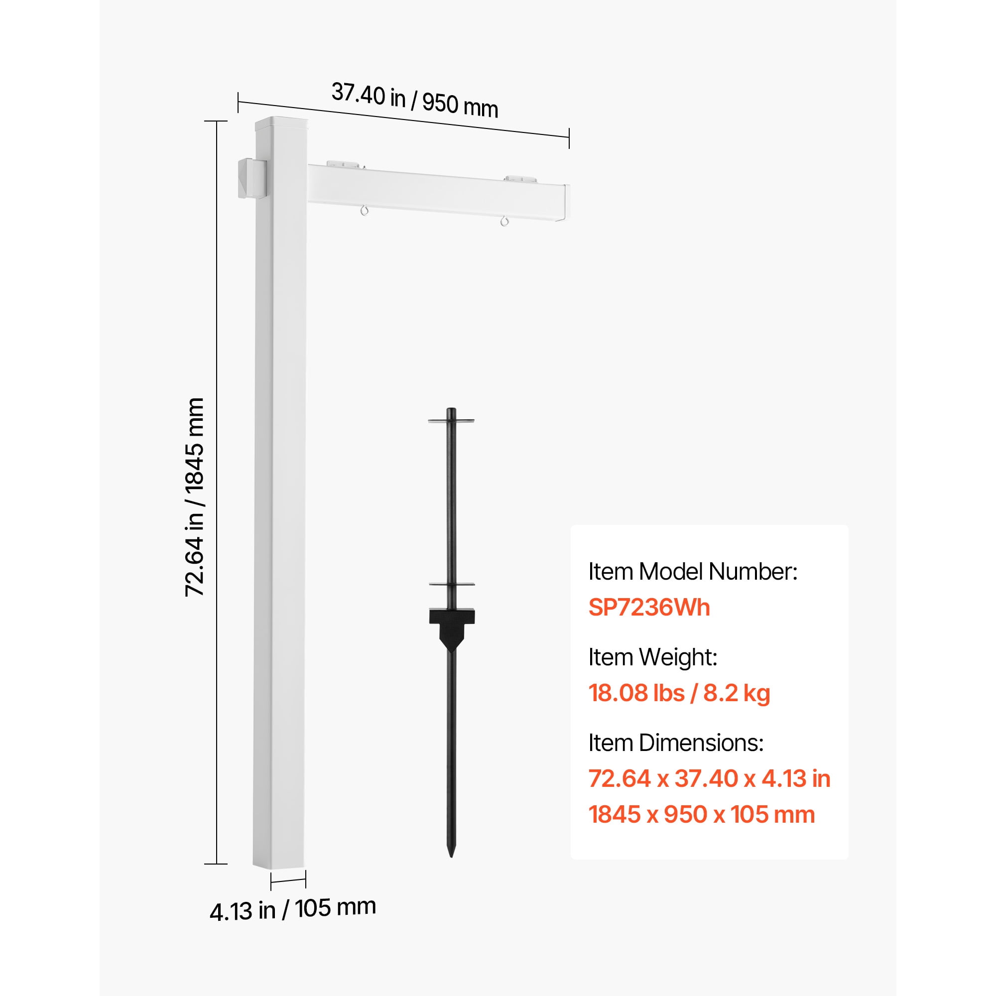 KFFKFF 6 ft Tall PVC Real Estate Sign Post with 36 in Arm, Durable Yard Sign Holder for Outdoor Use, Easy Installation, Wind-Resistant, Suitable for Open Houses, Homes, and Roads, White (No Signs)