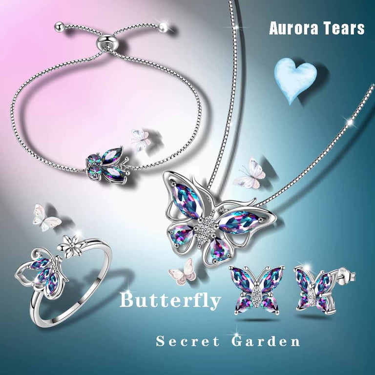 Juwaliy Rainbow Mystic Topaz Butterfly Jewelry Set photo 2