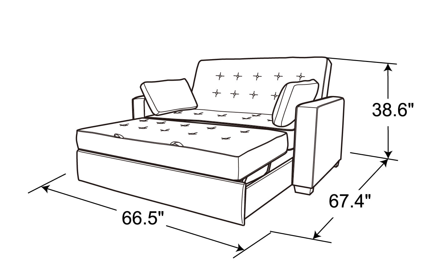 Serta Monroe Modern Convertible Loveseat with Full Size Sleeper, Charcoal Gray Woven Fabric