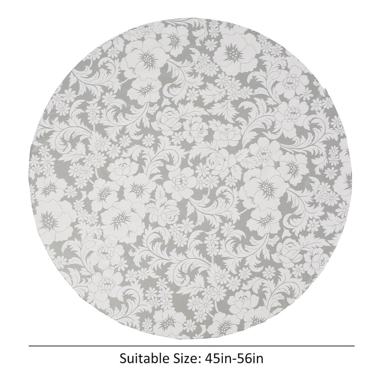 Xiyztok Fitted Round Tablecloth, Waterproof Vinyl Gray photo 2