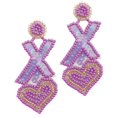 thumbnail image 2 of 1 Pair of Beaded Heart Earrings Love Heart Dangle Earrings Drop Valentine's Day Earrings Jewelry, 2 of 3
