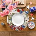 thumbnail image 3 of MIZHONA 4th of July Round Placemats Set of 6,Floral American Flag Independence Table Place Mats 14 inch, 3 of 5
