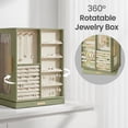 thumbnail image 4 of LEDREM 360° Rotating Jewelry Box Organizer with 5 Drawers, Vertical Earring Storage, 8.7 x 6.3 x 11 Inches, Olive Green, 4 of 6