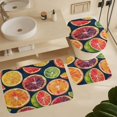 thumbnail image 6 of Colorful Orange Fruit Slices 4 Piece Bathroom Rug Set with Shower Curtain Bathroom Decor Set with Non-Slip Rugs Toilet Lid Cover And Bath Mat Yummy Lemons Waterproof Shower Curtain for Bathtub Decor, 6 of 8