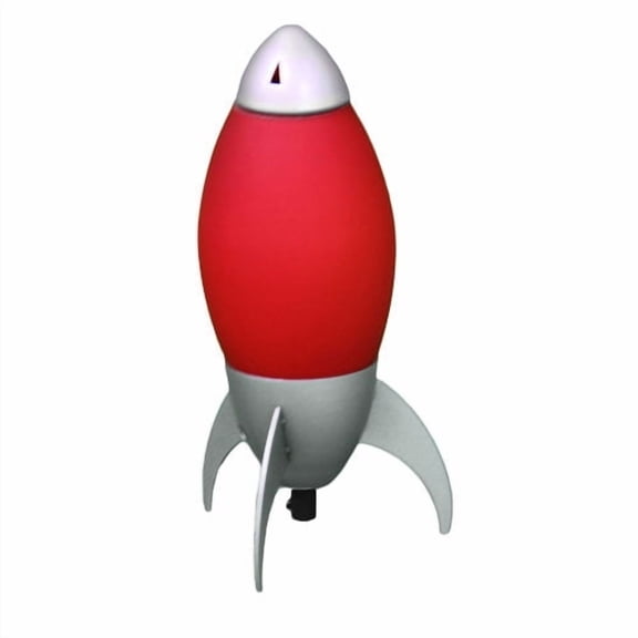 10.5" Tall Acrylic Kids Table Lamp, Rocket Ship design, Red