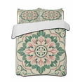 thumbnail image 2 of Quilts Full Size, Pink Green Flower Soft Comforter Bedding Set for Bed, Elegant Spring Floral Abstract Art Lightweight Quilted Bedspread with Pillow Cover(2 Pieces) for All Season, 78x90 Inch, 2 of 6