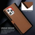 thumbnail image 5 of ELEHOLD Case for iPhone 14 Pro Shockproof Flip PU Leather Wallet Magmetic Buckle Case with Card Holder Slots Stand & Wrist Strap,Brown, 5 of 10