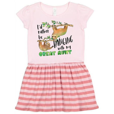 

Inktastic Id Rather Be Hanging with my Great Aunt- Cute Sloths Gift Toddler Girl Dress
