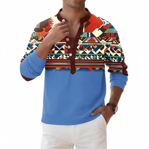 Maqroz Men's Camo Print Henley Sweatshirt Long Sleeve Button Up Casual Pullover Top Outdoor Hunting Military Streetwear Tops