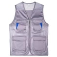 thumbnail image 2 of Hvyesh Safety Vest,Work Vest Multi-Pockets Zipper Unisex Work Vest Volunteer Activity Event Waistcoat Gray, 2 of 4