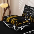 thumbnail image 5 of Erosebridal Halloween Spider Web Zipper Twin Comforter Sets with Fitted Sheet and 2 Pillowcases for Boys, Black Yellow Comic City Zipper Bedding Set, Black Reversible, 4 Pieces, 5 of 7