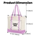 thumbnail image 2 of Muka Canvas Tote Bags with an External Pocket, Top Zipper Closure Reusable Grocery Shopping Bag-Natural / Pink, 2 of 7
