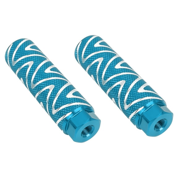Unique Bargains Pair Aluminum Alloy Wave Stripes Axle Rear Foot Pegs Footrests for Bike Bicycle Fit 3/8 Inch Sky Blue