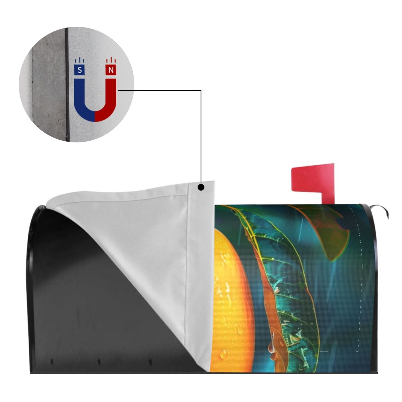 Rateoe Mango In The Rain Printed Mailbox Covers - Easy to Install Fall, Winter, Spring, Summer Mailbox Cover - Weather and UV-Resistant Mailbox Decor - Mailbox Magnetic Covers-25.5x21 in