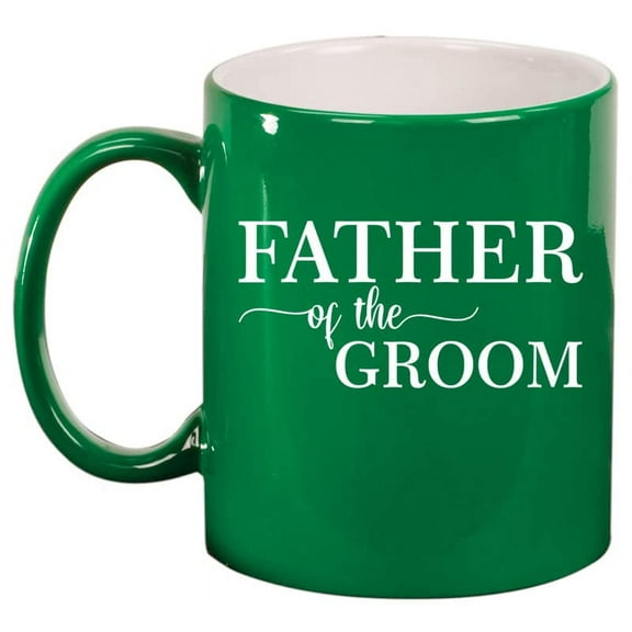 Father Of The Groom Ceramic Coffee Mug Tea Cup Gift for Him, Son, Grandpa, Husband, Brother, Dad (11oz Green)