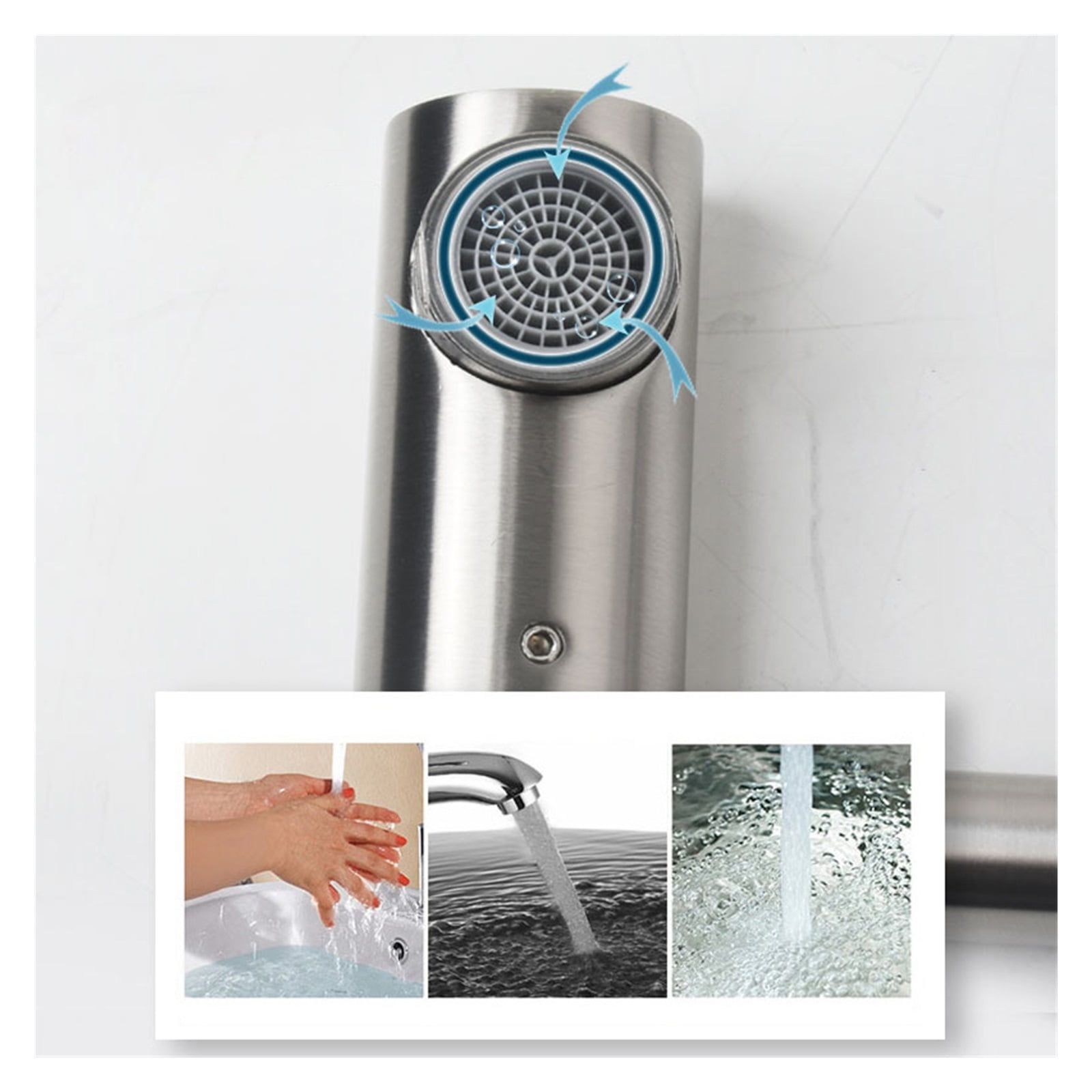 Kitchen Sink Faucet 304 Stainless Steel In-wall Single Hole 360° Rotation Universal Folding Cold Water Tap Balcony Mop Pool Tap ,Bar Laundry RV Farmhouse