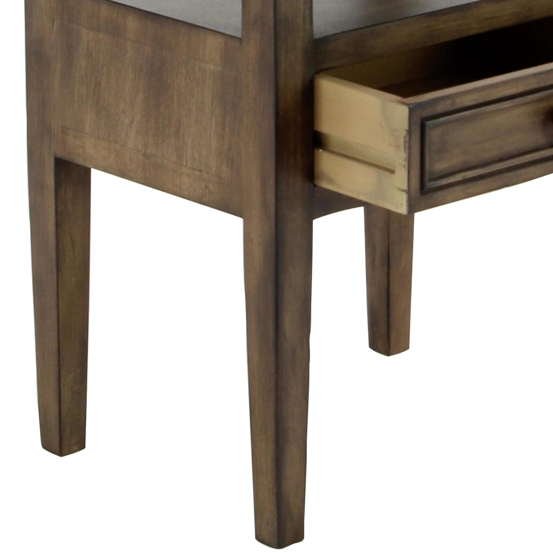 DecMode 16" x 29" Light Brown Wood 2 Drawer Accent Table, 1-Piece