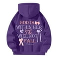thumbnail image 2 of Womens Christian Hoodies Quarter Zip Bow Print Oversized Hooded Sweatshirt Long Sleeve Drop Shoulder Tops Casual Purple XXXL, 2 of 4