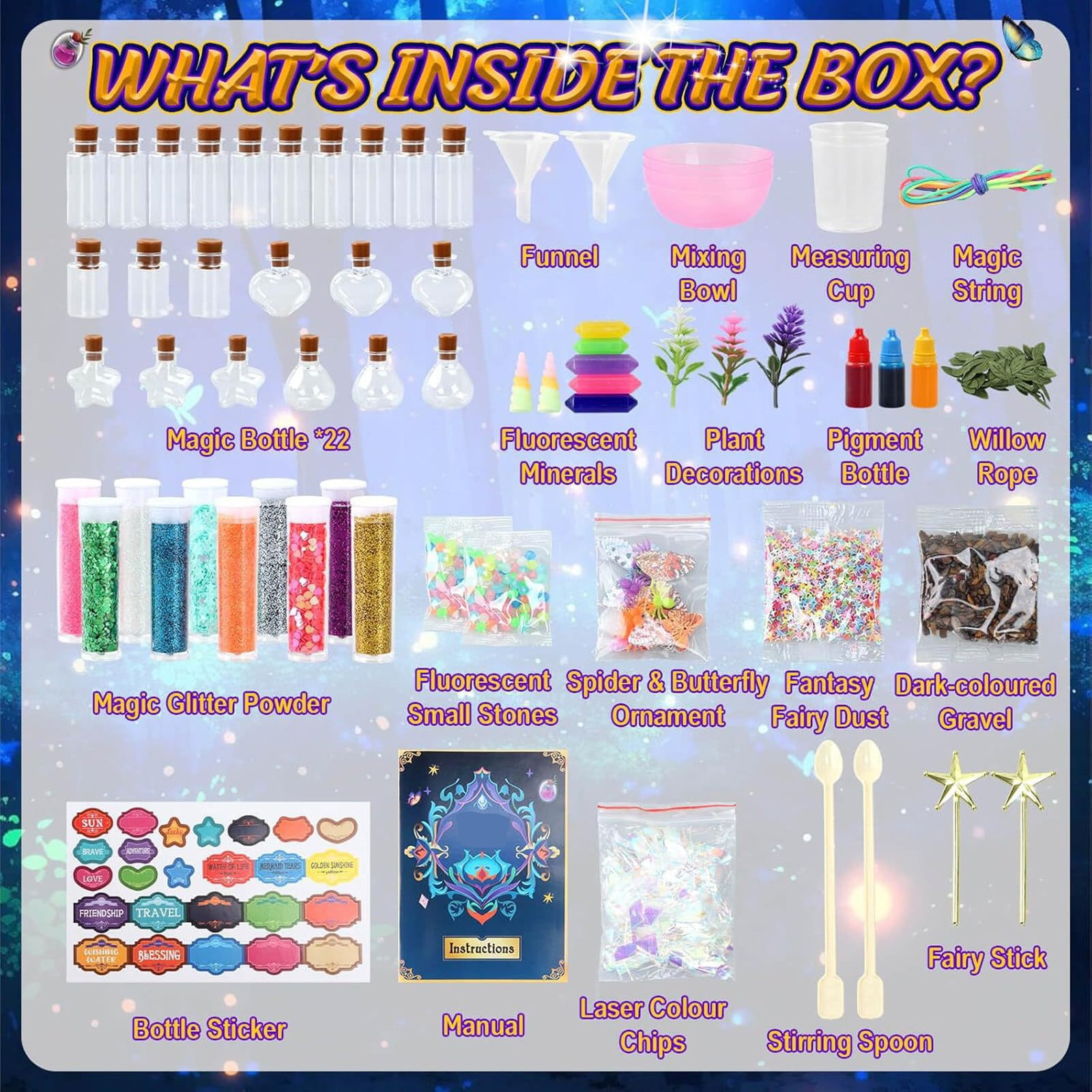 Fairy Magic Potions Kit for Kids,Upgraded 22 DIY Mixed Magic Wizard Potion Bottles,Mystery Potions Craft Kit,Christmas Decorations Birthday Gifts for Age 6 7 8 9 10+ Year Old Girls Boys
