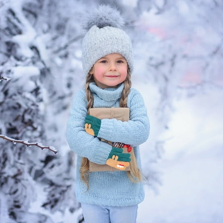 

Hunpta Winter Gloves For Kids Baby Snow Gloves For Kids Girls Boys Infant Winter Snow Ski Gloves Kintted Warm Gloves