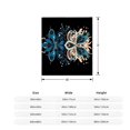 thumbnail image 5 of Symmetrical Floral Design Flannel Blanket - Soft Cozy Warm Blue & Peach Patterns on Black Background - Perfect for Sofa & Travel, 5 of 7