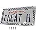 thumbnail image 3 of Creathome 3D Waffle Pattern Chrome License Plate Frame from Pure Zinc Alloy Metal Perfect Plate Holder, 3 of 4