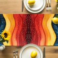 thumbnail image 4 of Table Runner Abstract Rainbow Wave Table Decoration for Kitchen Dinning Colorful Stripes Table Decoration for Indoor Outdoor Party Wedding Decor 13x90inch, 4 of 7