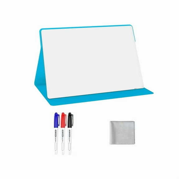 Portable Small White Board,Reusable Dry Erase Board with Stand,Desktop Whiteboard for Office Meeting Bussiness Blue