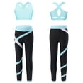 thumbnail image 2 of MSemis Kids Girls Athletic Dance Crop Top and Legging Gymnastics Dance Outfits Light Blue 16, 2 of 4