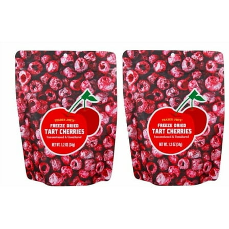 Trader Joe's Freeze Dried Tart Cherries Unsweetened & Unsulfured 1.2 oz (34g) x 2 packs