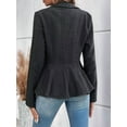 thumbnail image 5 of Elegant Women Blazer Business Work Office Peplum Hem Jacket Open Front Herringbone Coats Black M, 5 of 9