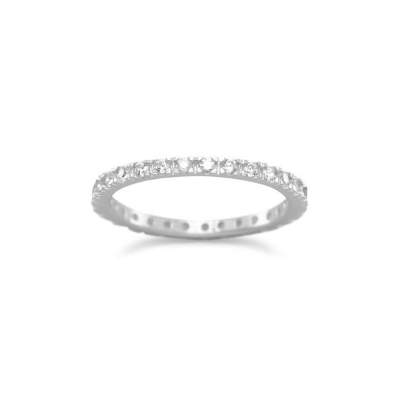Eternity Wedding Band with Cubic Zirconia Rhodium on Sterling Silver Nontarnish