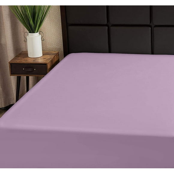 Superity Linen Twin Fitted Sheet Made from cotton Moisture Wicking cotton Bed Sheet for Breathable, Dry, and comfortable Nights Sleep 200 Thread count (Lavender)