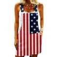 thumbnail image 1 of Gvmfive Women American Flag Print Bibs Denim Suspender Skirt Overalls Dress, 1 of 8